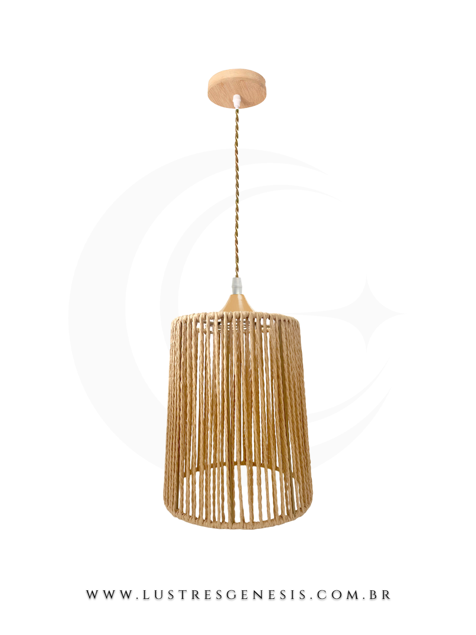 Luminária de teto rústica feita com sisal, ideal para mesas, balcão de cozinha, área gourmet e sítios